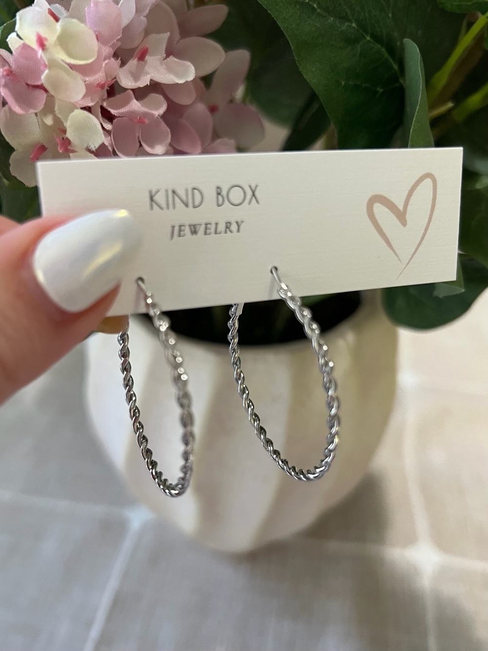 Silver Twisted Hoop Earrings